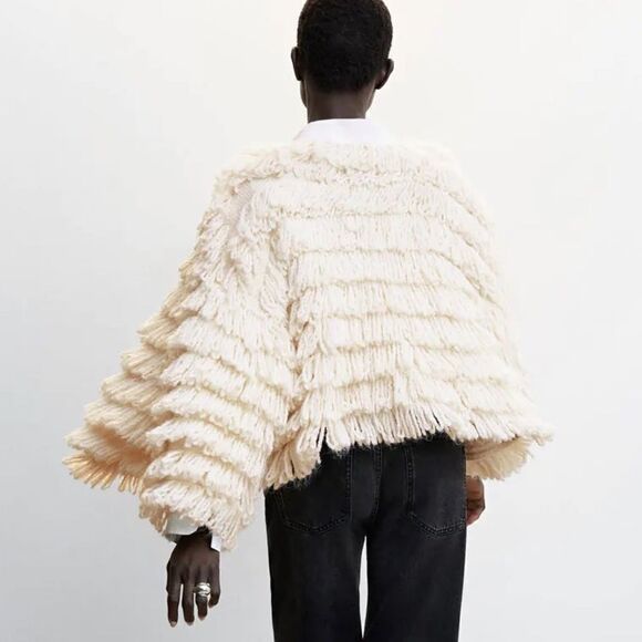 Mango Fringe Waterfall Cardigan New - Picture 7 of 7